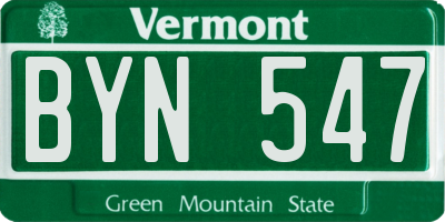 VT license plate BYN547