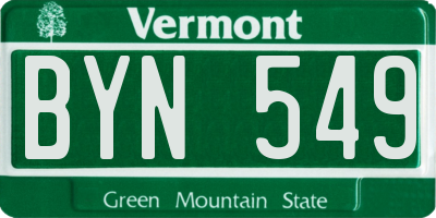 VT license plate BYN549