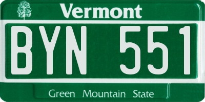 VT license plate BYN551