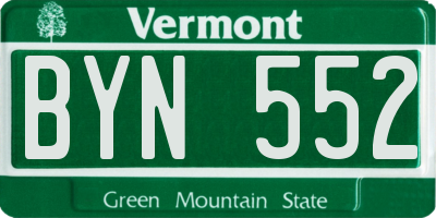 VT license plate BYN552