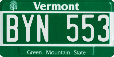 VT license plate BYN553