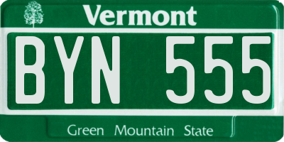 VT license plate BYN555