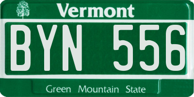 VT license plate BYN556