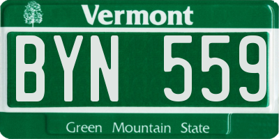 VT license plate BYN559