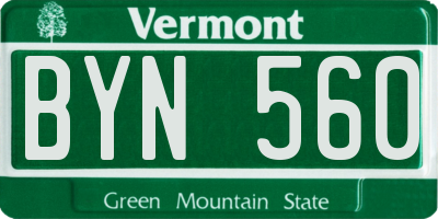 VT license plate BYN560