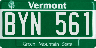 VT license plate BYN561