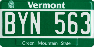VT license plate BYN563