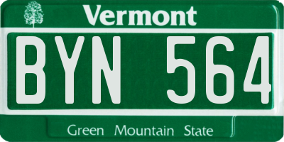 VT license plate BYN564