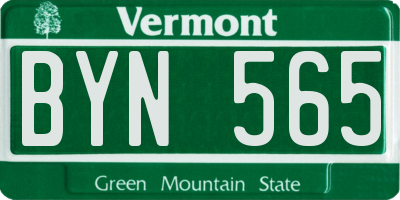VT license plate BYN565