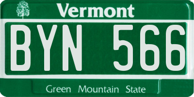 VT license plate BYN566