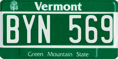 VT license plate BYN569