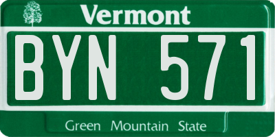 VT license plate BYN571