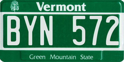VT license plate BYN572