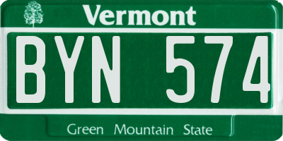 VT license plate BYN574