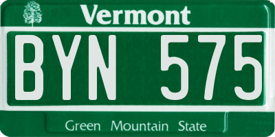 VT license plate BYN575