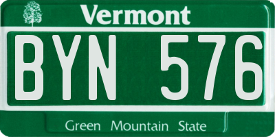 VT license plate BYN576
