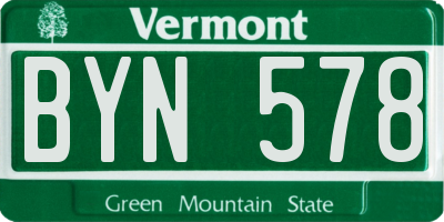 VT license plate BYN578