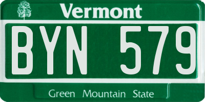 VT license plate BYN579