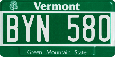 VT license plate BYN580