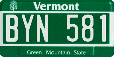 VT license plate BYN581