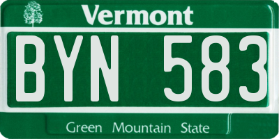 VT license plate BYN583