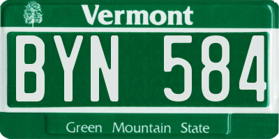 VT license plate BYN584