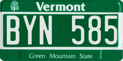 VT license plate BYN585