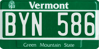 VT license plate BYN586