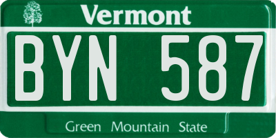VT license plate BYN587