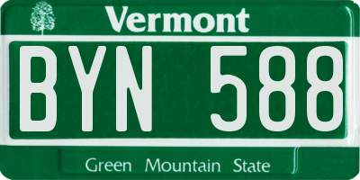 VT license plate BYN588