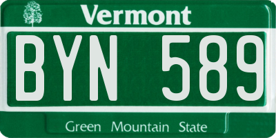 VT license plate BYN589