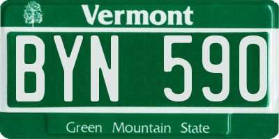 VT license plate BYN590