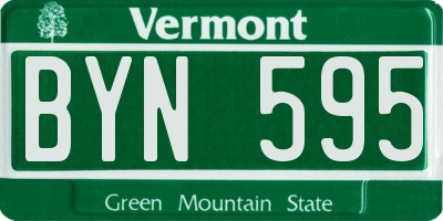 VT license plate BYN595