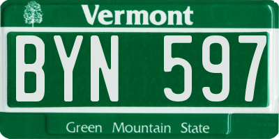 VT license plate BYN597