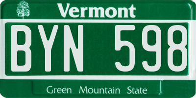 VT license plate BYN598