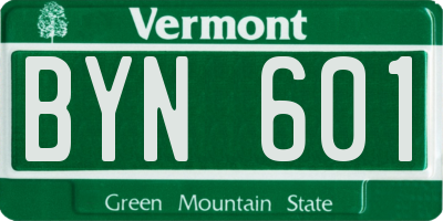VT license plate BYN601