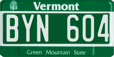 VT license plate BYN604