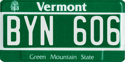 VT license plate BYN606