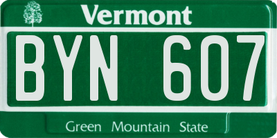 VT license plate BYN607