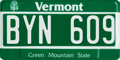 VT license plate BYN609