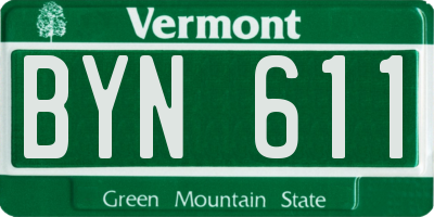 VT license plate BYN611