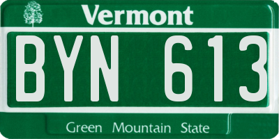VT license plate BYN613