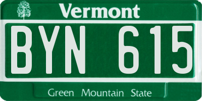 VT license plate BYN615
