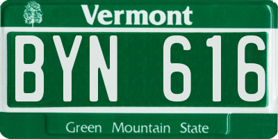 VT license plate BYN616