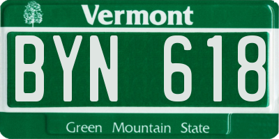 VT license plate BYN618