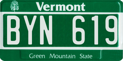 VT license plate BYN619