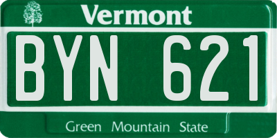 VT license plate BYN621