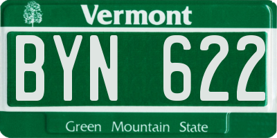 VT license plate BYN622