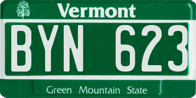 VT license plate BYN623