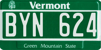 VT license plate BYN624